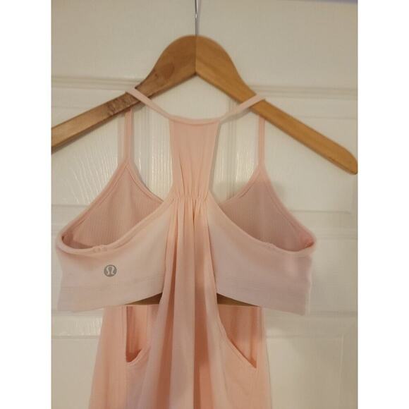 Lululemon 2 In 1 Tank Top 6 Activewear Sport Bra Shirt Open Back Ballerina Pink - Picture 6 of 9